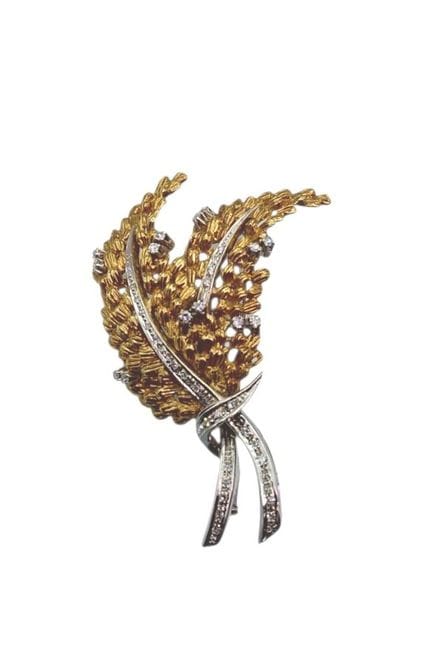 Broche de oro amarillo y oro blanco de 18 quilates