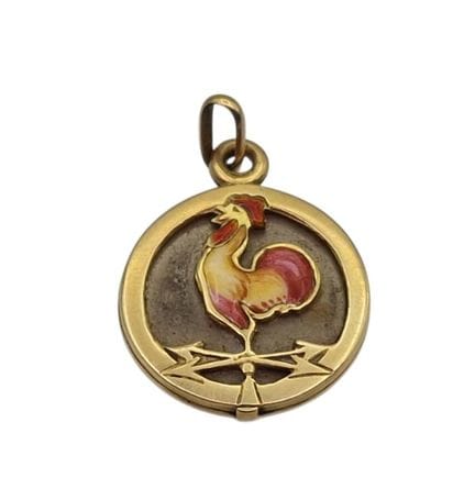 Gold-plated enamel rooster pendant, Gross weight: 