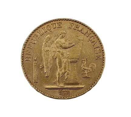 1 20F gold coin, "Génie" type, 1895. Weight: 6.43 