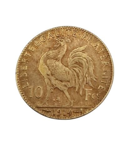 1 10F gold coin, "Rooster and Head of Marianne" ty