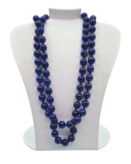 Lapis lazuli long necklace with a gold clasp