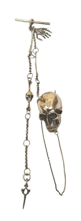 Châtelaine or watch chain in silver decorated with