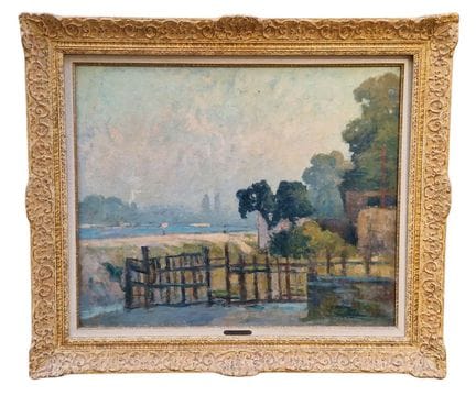 Narcisse HENOCQUE (1879–1952) „La barrière“, Öl au