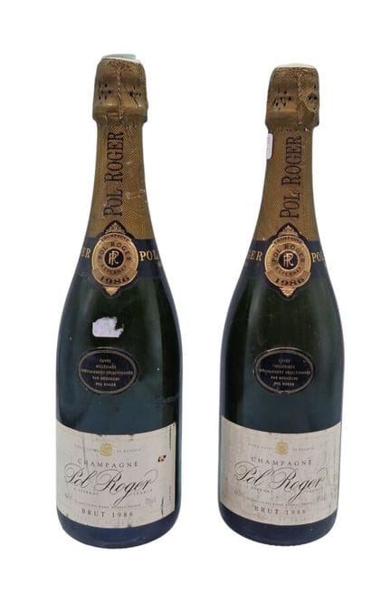2 botellas de champán Pol Roger brut, 1986 (EA)