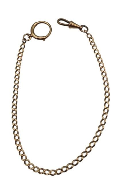 Gold watch chain with a metal clasp. Gross weight: