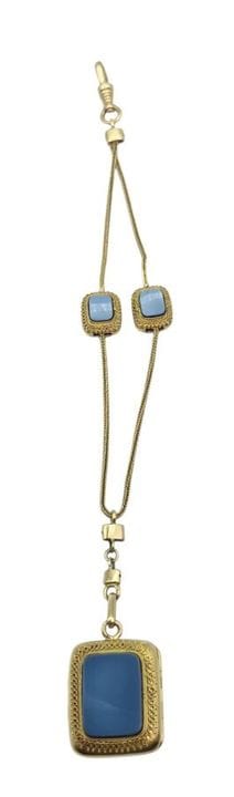 18K gold chatelaine or watch chain, medallion pend