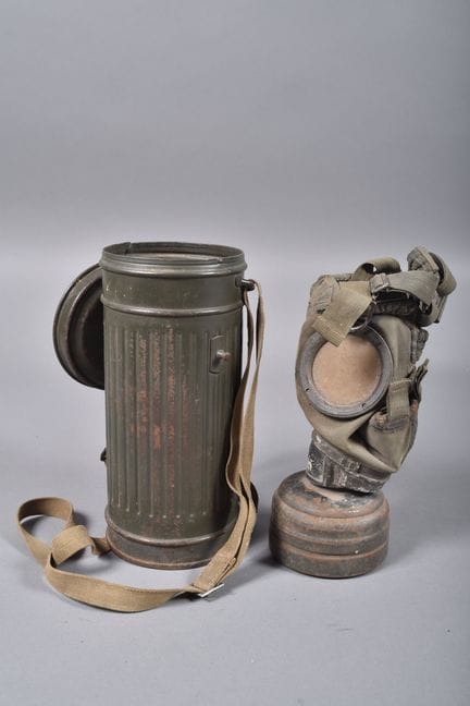 All—Green rubberized canvas gas mask, serial numbe