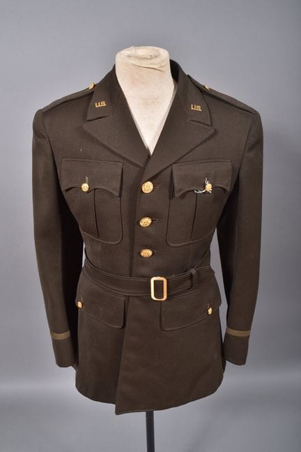 US—Chocolate-brown wool-blend officer's jacket wit