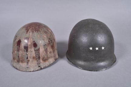 US- M1 helmet. Green painted steel shell with thre