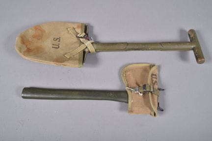 US—Two individual tools: an M-1910 T-handle shovel