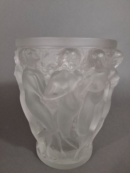 LALIQUE Francia - Jarrón «BACCHANTES» de cristal b