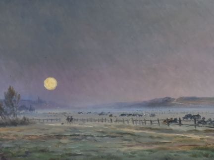 阿曼德-盖里（1850-1912 年），《武齐埃的环境》。1905.玻璃上的油画。玻璃下。左下方有签