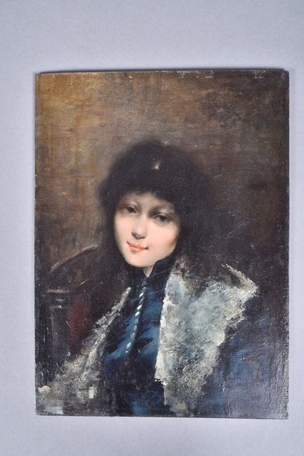 古斯塔夫-让-雅克（Gustave Jean JACQUET，1846-1909 年），身着蓝色连衣