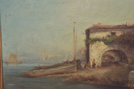 费利克斯·齐姆（Félix ZIEM，1821-1911），仿其风格的《带人物的港口风景》。19世纪