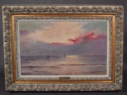 Ernest Prouvost（1861-1930 年）。"日落 - 突尼斯"，布面油画，已签名，位