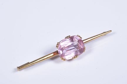Broche barrette en or jaune (750 millièmes) sertie