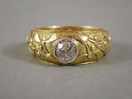Bague anneau en or jaune (750 millièmes) et platin