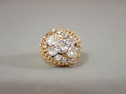 Bague dôme en platine (850 millièmes) et or jaune 