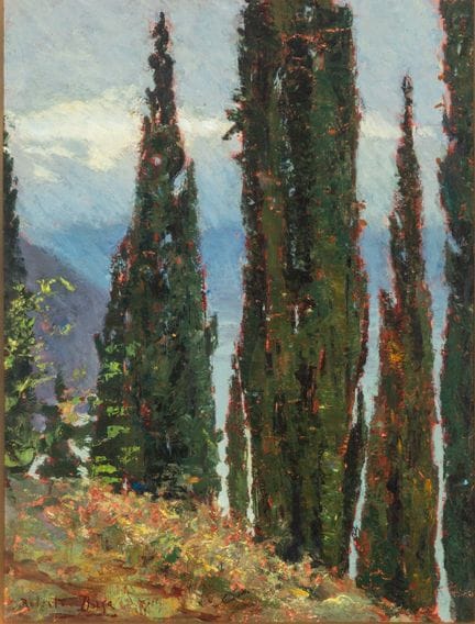 Roberto Borsa (Milan, 1880–1965)  - Cypresses on t