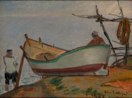 Aldo Carpi (Mailand 1886 – 1973)  – Boot am Ufer, 