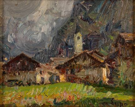 Alessandro Lupo (Turin 1876 – 1953)  – Bergdorf

Ö