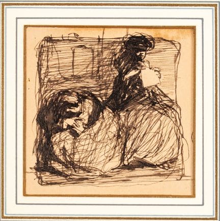 皮埃蒙特画派，20世纪初——《两人物研究》

纸本水墨
85 × 85 毫米