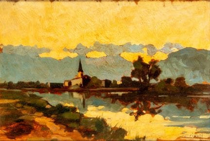 Guglielmo Ciardi (Venise, 1842 - 1917)  - Paysage
