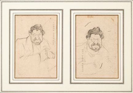 安杰洛·科莫利（米兰 1863年—莫里蒙多 1949年）  - 两幅人物素描

一对，纸本铅笔画
每