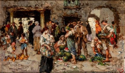 Vincenzo Irolli (Neapel 1860 – 1949)  – Marktszene