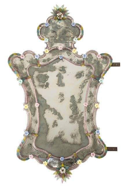 Espejo grande de cristal de Murano. Venecia, siglo