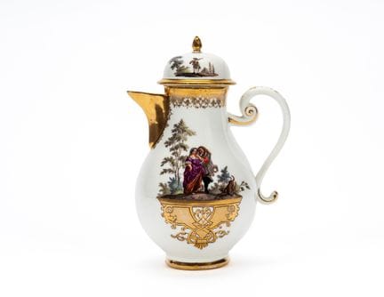 White porcelain coffee pot decorated with gilding 