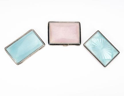 Lot of three silver boxes with guilloche enamel li