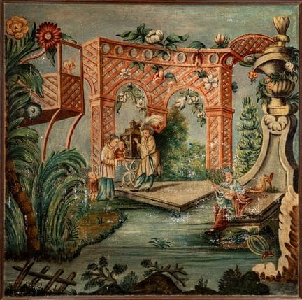 Panel pintado de estilo chinoiserie. Piamonte, sig