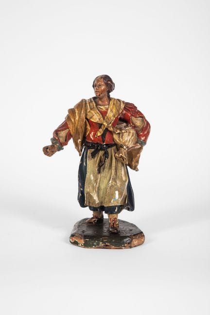 Figura policromada de madera de un belén. Probable