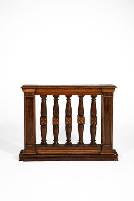 Small carved and inlaid wooden balustrade. 19th ce