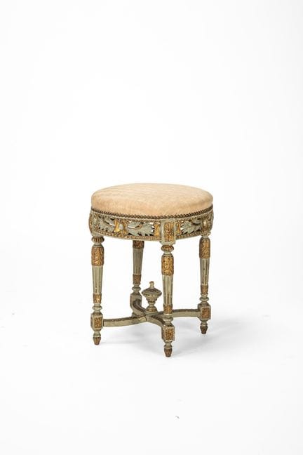 Stool in carved, lacquered and gilded wood, 19th c