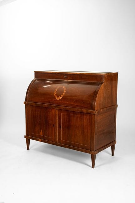 Veneered and inlaid roller shutter, 19th century

