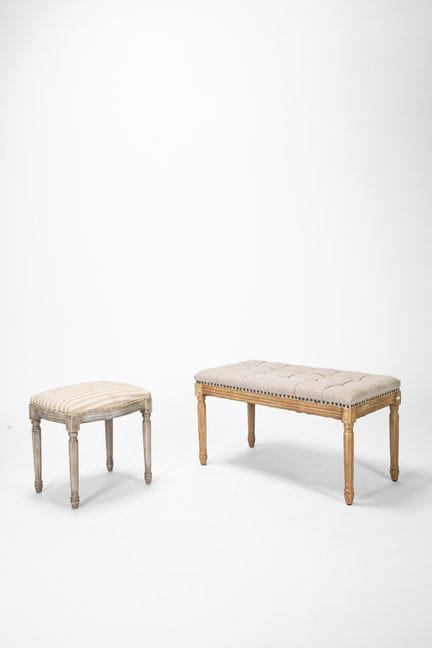 Two stools of different sizes with lacquered woode
