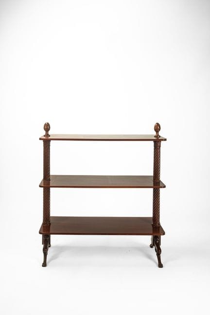 Three-tier mahogany sideboard with acorn-shaped up