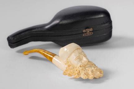 Meerschaum pipe carved in the shape of a bearded h