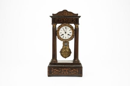 Charles X portico pendulum clock in threaded wood 