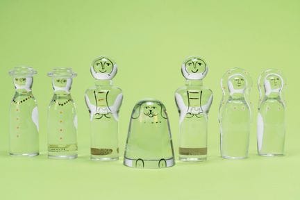 Goran Warff for Kosta Boda, Seven Crystal Figures 