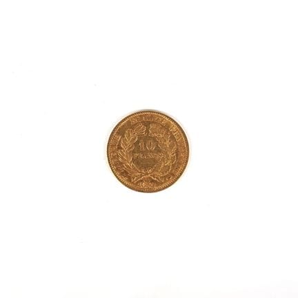 1 x 10 Francs Cérès or, 1851 A, Poids brut : 3.1 g