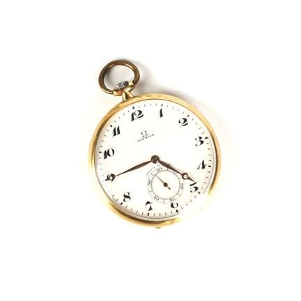 OMEGA: Taschenuhr aus 18 Karat Gelbgold (750/oo), 