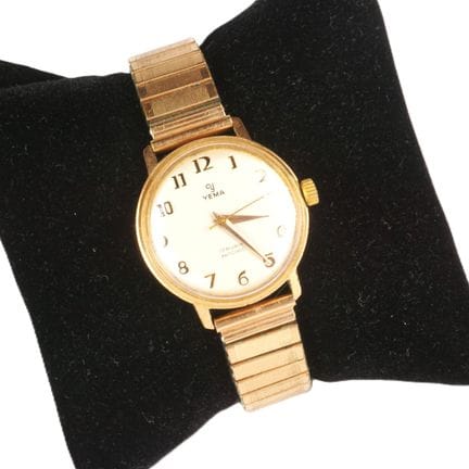 YEMA: Wristwatch, round steel and gold-plated case