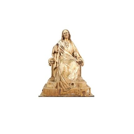 Christ au sacré coeur en mélèze peint figurant le 