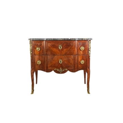 Commode à ressaut central en bois et bois de placa
