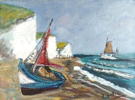 Roland DUBUC (1924-1998), "Plage à Dieppe", huile 