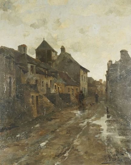 Alexandre BLOCH (1857-1919), "Rue animée", huile s