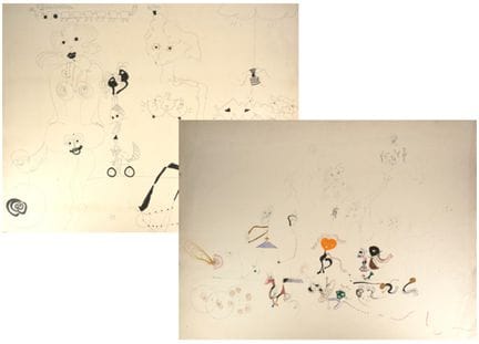 Gérard GUYOMARD (1936), "Composition", deux dessin